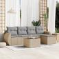 Preview: ARDEBO.de - 6-tlg. Garten-Sofagarnitur mit Kissen Beige Poly Rattan