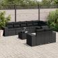 Preview: ARDEBO.de - 9-tlg. Garten-Sofagarnitur mit Kissen Schwarz Poly Rattan