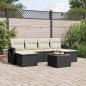 Preview: ARDEBO.de - 7-tlg. Garten-Sofagarnitur mit Kissen Schwarz Poly Rattan