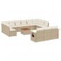 Preview: 14-tlg. Garten-Sofagarnitur mit Kissen Beige Poly Rattan