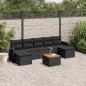 Preview: ARDEBO.de - 8-tlg. Garten-Sofagarnitur mit Kissen Schwarz Poly Rattan