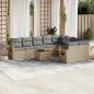 Preview: ARDEBO.de - 10-tlg. Garten-Sofagarnitur mit Kissen Beige Poly Rattan