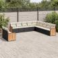 Preview: ARDEBO.de - 11-tlg. Garten-Sofagarnitur mit Kissen Schwarz Poly Rattan