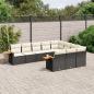 Preview: ARDEBO.de - 10-tlg. Garten-Sofagarnitur mit Kissen Schwarz Poly Rattan