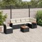 Preview: ARDEBO.de - 7-tlg. Garten-Sofagarnitur mit Kissen Schwarz Poly Rattan