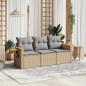 Preview: ARDEBO.de - 3-tlg. Garten-Sofagarnitur mit Kissen Beige Poly Rattan