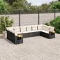 Preview: ARDEBO.de - 10-tlg. Garten-Sofagarnitur mit Kissen Schwarz Poly Rattan