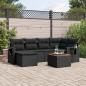 Preview: ARDEBO.de - 7-tlg. Garten-Sofagarnitur mit Kissen Schwarz Poly Rattan