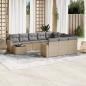 Preview: ARDEBO.de - 11-tlg. Garten-Sofagarnitur mit Kissen Beige Poly Rattan