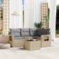 Preview: ARDEBO.de - 5-tlg. Garten-Sofagarnitur mit Kissen Beige Poly Rattan