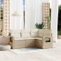 Preview: ARDEBO.de - 4-tlg. Garten-Sofagarnitur mit Kissen Beige Poly Rattan