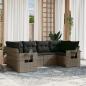 Preview: ARDEBO.de - 6-tlg. Garten-Sofagarnitur mit Kissen Grau Poly Rattan