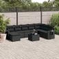 Preview: ARDEBO.de - 9-tlg. Garten-Sofagarnitur mit Kissen Schwarz Poly Rattan