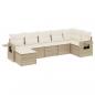 Preview: 7-tlg. Garten-Sofagarnitur mit Kissen Beige Poly Rattan