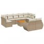 Preview: 10-tlg. Garten-Sofagarnitur mit Kissen Beige Poly Rattan