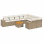 Preview: 10-tlg. Garten-Sofagarnitur mit Kissen Beige Poly Rattan