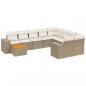 Preview: 10-tlg. Garten-Sofagarnitur mit Kissen Beige Poly Rattan