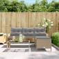 Preview: Gartensofa in L-Form mit Tisch und Kissen Beige Poly Rattan