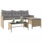 Preview: Gartensofa in L-Form mit Tisch und Kissen Beige Poly Rattan