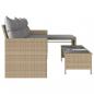 Preview: Gartensofa in L-Form mit Tisch und Kissen Beige Poly Rattan