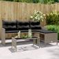 Preview: ARDEBO.de - Gartensofa in L-Form mit Tisch und Kissen Grau Poly Rattan