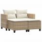 Preview: ARDEBO.de - Gartensofa 2-Sitzer mit Hockern Beige Poly Rattan