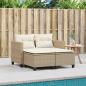 Preview: Gartensofa 2-Sitzer mit Hockern Beige Poly Rattan