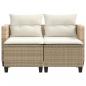 Preview: Gartensofa 2-Sitzer mit Hockern Beige Poly Rattan