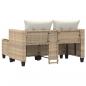 Preview: Gartensofa 2-Sitzer mit Hockern Beige Poly Rattan