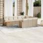 Preview: ARDEBO.de - 11-tlg. Garten-Sofagarnitur mit Kissen Beige Poly Rattan