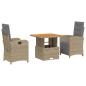 Preview: 3-tlg. Garten-Essgruppe mit Kissen Beige Poly Rattan