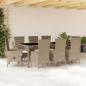 Preview: ARDEBO.de - 9-tlg. Garten-Essgruppe mit Kissen Beige Poly Rattan