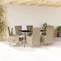 Preview: ARDEBO.de - 7-tlg. Garten-Essgruppe mit Kissen Beige Poly Rattan