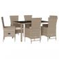 Preview: 7-tlg. Garten-Essgruppe mit Kissen Beige Poly Rattan