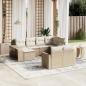 Preview: ARDEBO.de - 10-tlg. Garten-Sofagarnitur mit Kissen Beige Poly Rattan