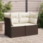 Preview: ARDEBO.de - Gartensofa mit Kissen 2-Sitzer Braun Poly Rattan