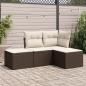 Preview: ARDEBO.de - 4-tlg. Garten-Sofagarnitur mit Kissen Braun Poly Rattan