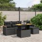 Preview: ARDEBO.de - 6-tlg. Garten-Sofagarnitur mit Kissen Schwarz Poly Rattan