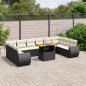 Preview: ARDEBO.de - 11-tlg. Garten-Sofagarnitur mit Kissen Schwarz Poly Rattan