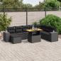 Preview: ARDEBO.de - 9-tlg. Garten-Sofagarnitur mit Kissen Schwarz Poly Rattan