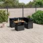 Preview: ARDEBO.de - 5-tlg. Garten-Sofagarnitur mit Kissen Schwarz Poly Rattan