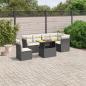 Preview: ARDEBO.de - 7-tlg. Garten-Sofagarnitur mit Kissen Schwarz Poly Rattan