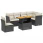 Preview: 7-tlg. Garten-Sofagarnitur mit Kissen Schwarz Poly Rattan