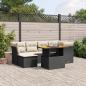 Preview: ARDEBO.de - 7-tlg. Garten-Sofagarnitur mit Kissen Schwarz Poly Rattan