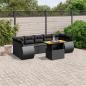 Preview: ARDEBO.de - 8-tlg. Garten-Sofagarnitur mit Kissen Schwarz Poly Rattan