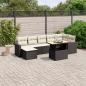 Preview: ARDEBO.de - 8-tlg. Garten-Sofagarnitur mit Kissen Schwarz Poly Rattan