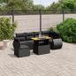 Preview: ARDEBO.de - 7-tlg. Garten-Sofagarnitur mit Kissen Schwarz Poly Rattan