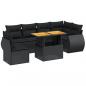 Preview: 7-tlg. Garten-Sofagarnitur mit Kissen Schwarz Poly Rattan