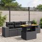 Preview: ARDEBO.de - 5-tlg. Garten-Sofagarnitur mit Kissen Schwarz Poly Rattan