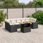 Preview: ARDEBO.de - 8-tlg. Garten-Sofagarnitur mit Kissen Schwarz Poly Rattan